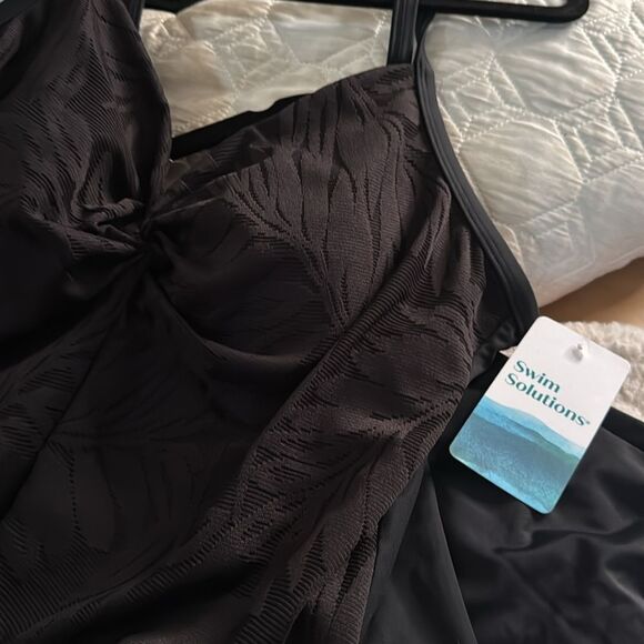 NWT 124.00 14 TAKINI TOP TUMMY-CONTROL BRA SUPPORT HIGH WAISTED TUMM BRIEF BLACK - Picture 9 of 9